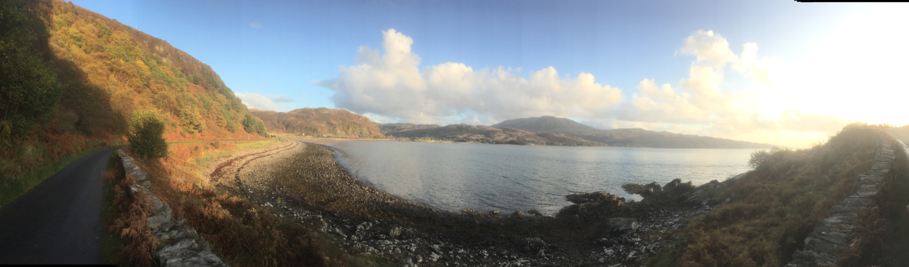 panoramic image of road approaching Glenelg beach